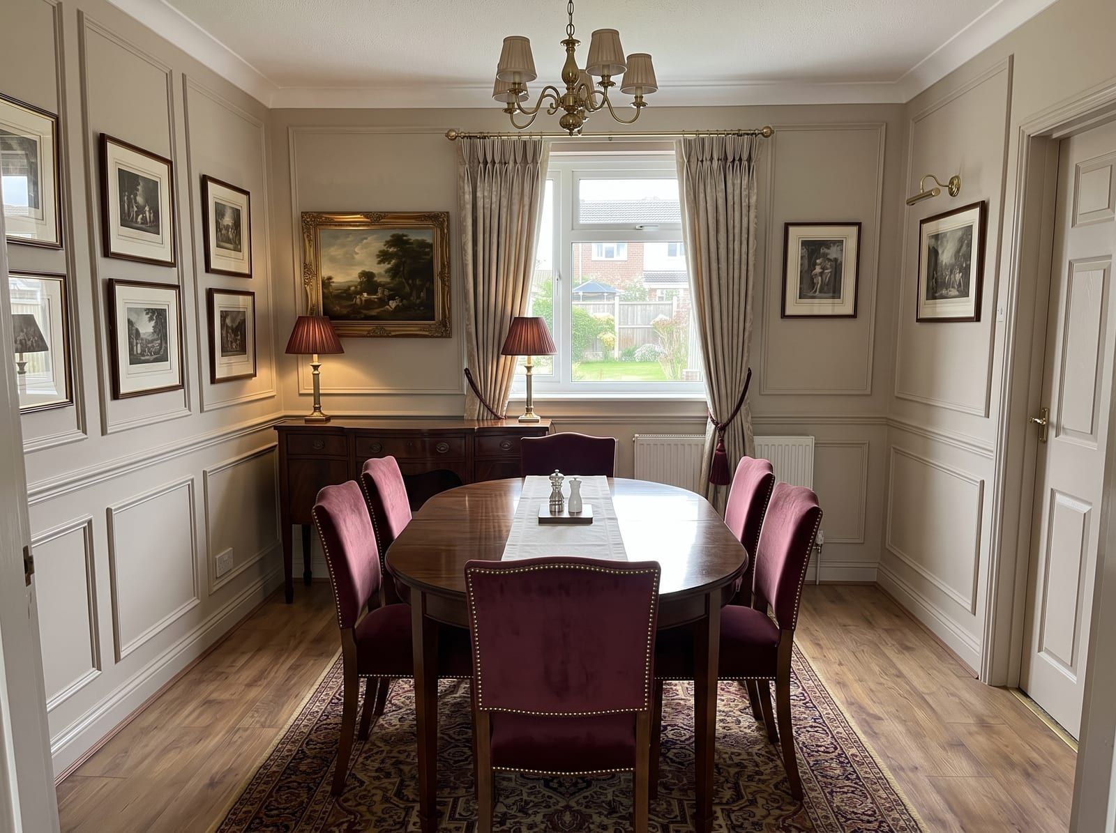A dining room redesigned in a traditional style