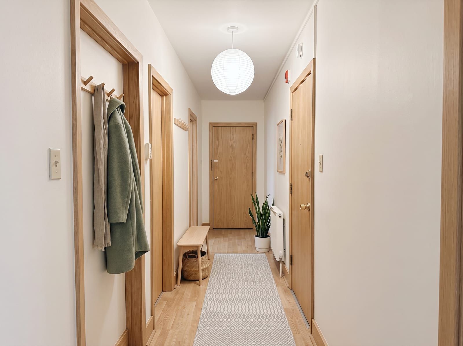 A hallway redesigned in a scandinavian style